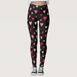 Legging Corações Rosa, Vermelho e Branco 