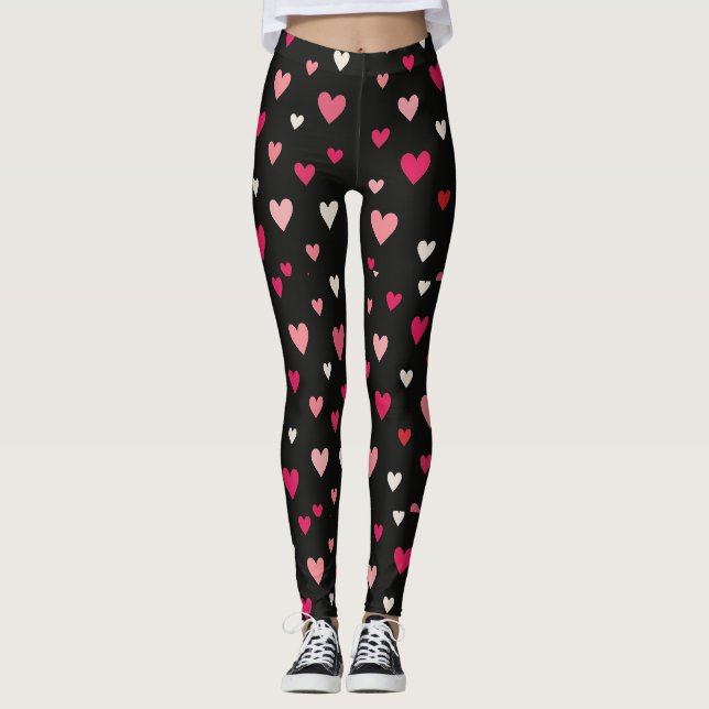 Legging Corações Rosa, Vermelho e Branco  (Frente)