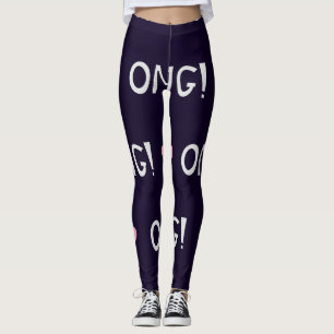 Legging Corações, texto OMG, padrão fofo