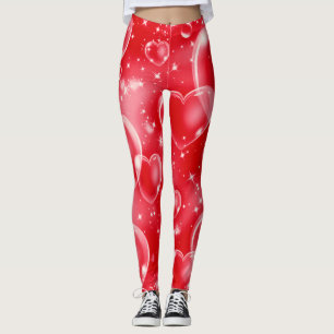 Legging Corações Vermelhos Borbulhantes Fofos Femininos An