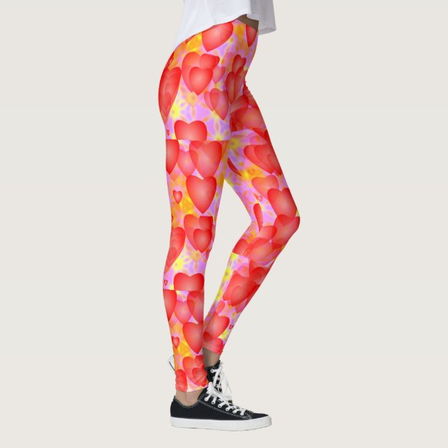 Legging corações vermelhos cor-de-rosa (Direita)