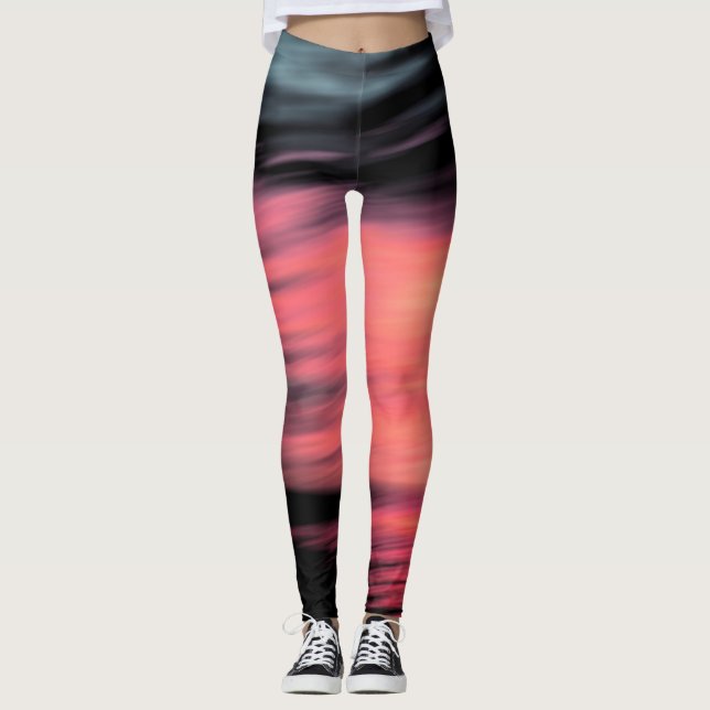 Legging coral abstrato preto (Frente)