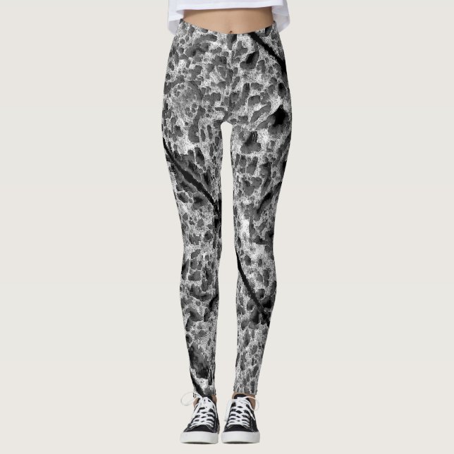 Legging Coral com cor preta e branca (Frente)