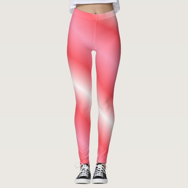 Legging Coral e Faixa Vertical Branca (Frente)