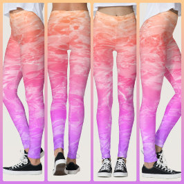 Legging Coral Rosa Laranja Lilás Água Tropical