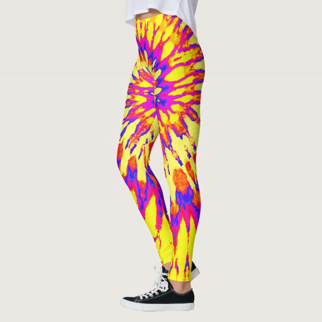 Legging Corante amarelo, magenta e espiral laranja (Esquerda)