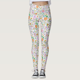 Legging Corante Botânico Corante Divertido Padrão Floral