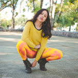 Legging Corante Rosa E Amarelo<br><div class="desc">Espalha rosa horizontal sobre um fundo amarelo</div>