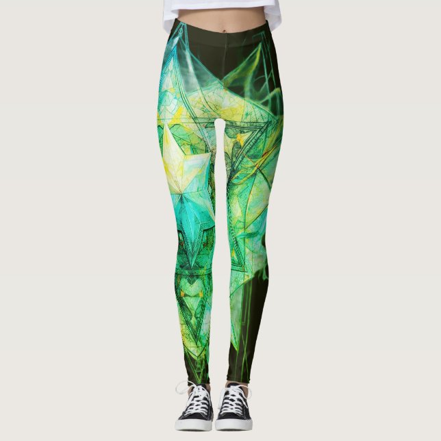 Legging Cores Abstratas em Tons Verdes em Moderno Personal (Frente)