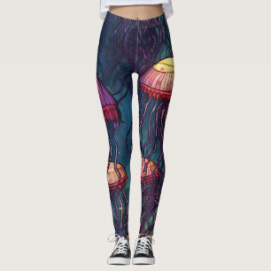 Legging Cores aquáticas de águas-vivas subaquáticas