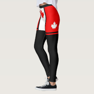 Legging Cores Canadianas Minimalistas com Maple em Preto