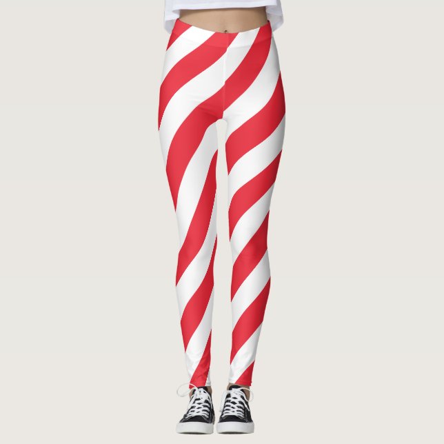 Legging Cores da Bandeira Nacional de Singapura Listras Di (Frente)