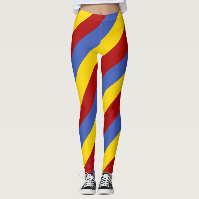 Legging Cores da Bandeira Nacional do Esvatini Listradas n (Frente)