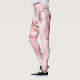 Legging Cores d'água de Script Floral de Blush Cor-de-Rosa