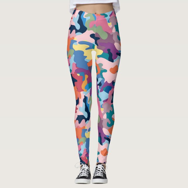 Legging Cores de Abstrato de Camuflagem (Frente)