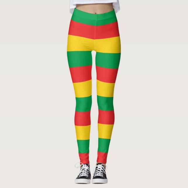 Legging Cores de Bandeira Nacionais Burkina Faso Horizonta (Frente)