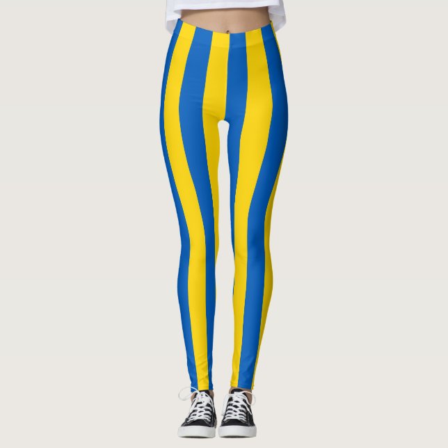 Legging Cores de Bandeira Nacionais da Ucrânia Verticais (Frente)