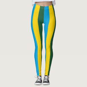 Legging Cores de Bandeira Nacionais Ruanda Verticais Strip