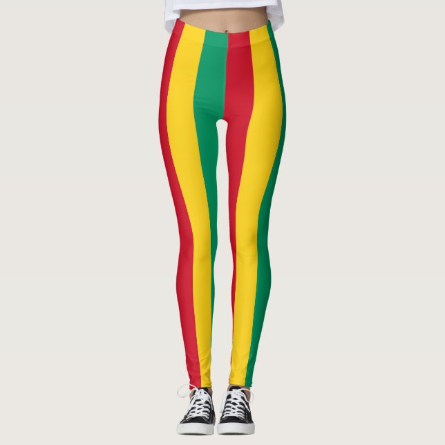 Legging Cores de Bandeira Nacional da Guiné Verticais (Frente)