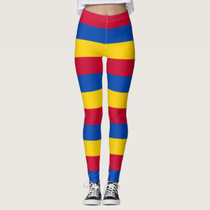 Legging Cores de Bandeiras Nacionais da Moldávia Horizonta