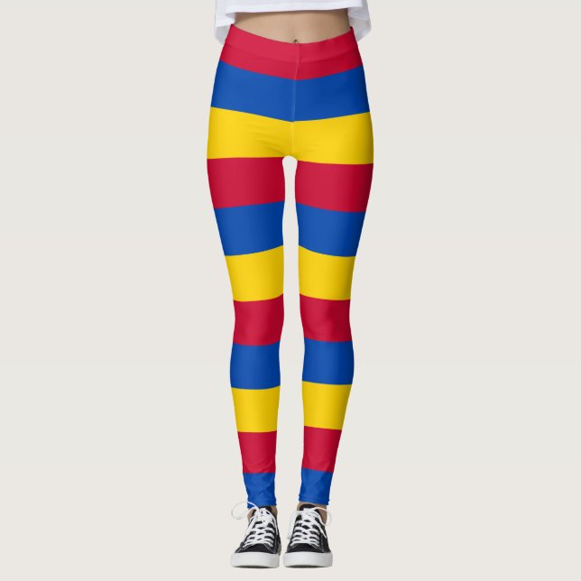 Legging Cores de Bandeiras Nacionais da Moldávia Horizonta (Frente)