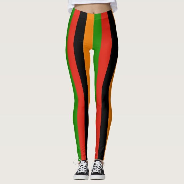 Legging Cores de Bandeiras Nacionais da Zâmbia Verticais S (Frente)