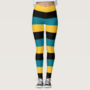 Legging Cores de Bandeiras Nacionais das Bahamas Horizonta