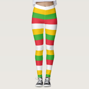 Legging Cores de Bandeiras Nacionais de Mianmar Horizontai
