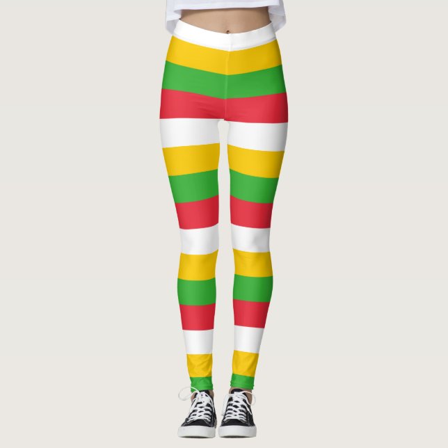 Legging Cores de Bandeiras Nacionais de Mianmar Horizontai (Frente)
