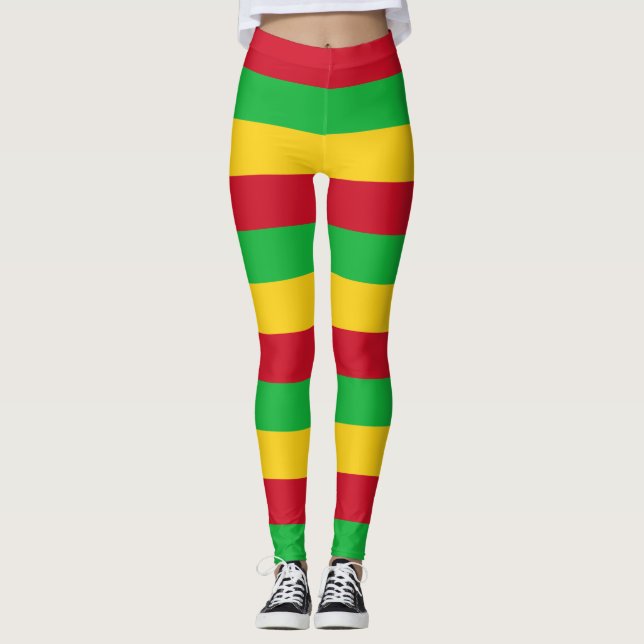 Legging Cores de Bandeiras Nacionais do Mali Horizontais (Frente)