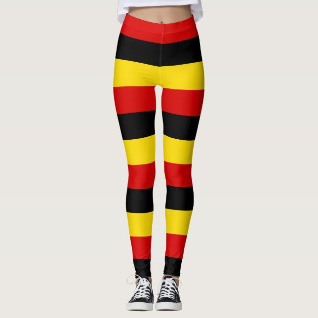 Legging Cores de Bandeiras Nacionais do Uganda Horizontais (Frente)
