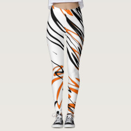 Legging Cores de Bengala Laranja e Linhas Pretas