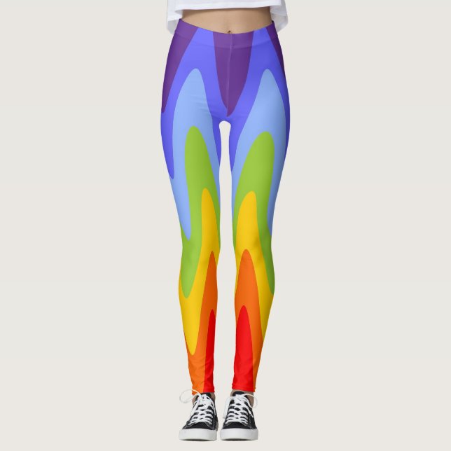 Legging Cores de Chakras/Rainbow - ondas altas (Frente)