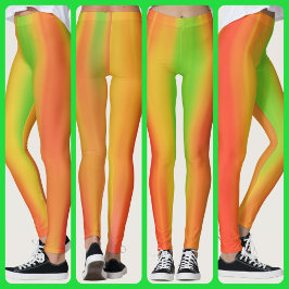 Legging Cores de Citrino Brilhante Laranja Amarelo Verde