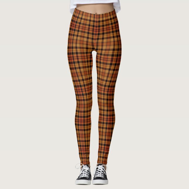 Legging Cores de queda Xadrez laranja (Frente)