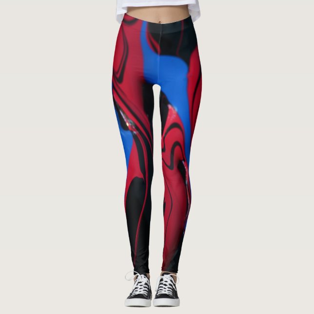 Legging Cores de tinta vermelha e azul (Frente)