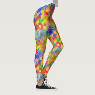 Legging Cores do arco-íris de flower power