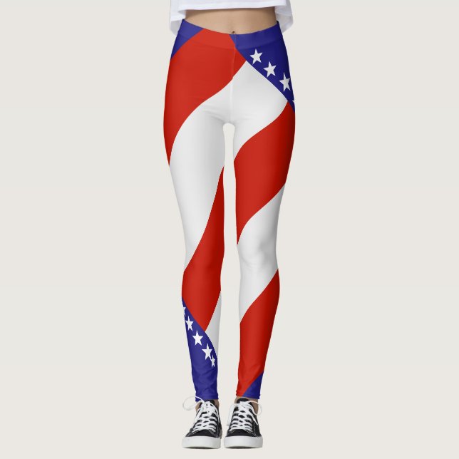 Legging cores do caneleira-costume da bandeira americana (Frente)