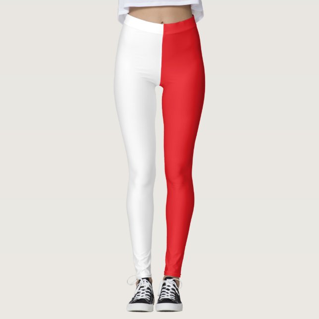 Legging Cores Escolares Metade Branco Metade Vermelho Mono (Frente)