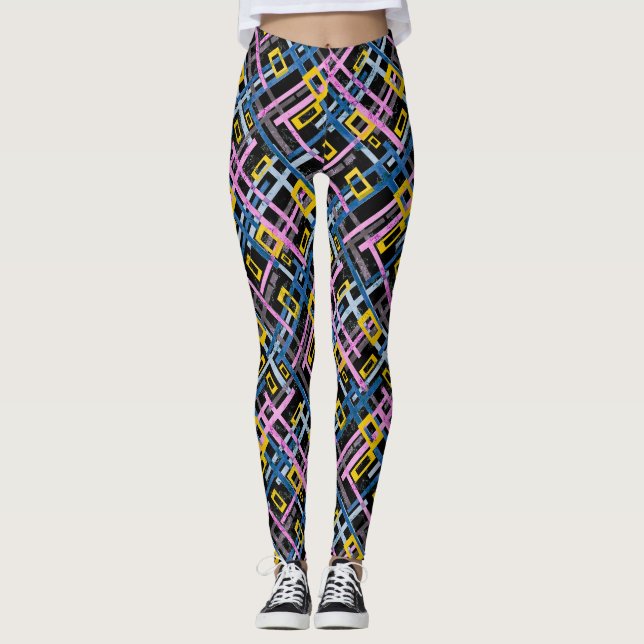 Legging Cores geométricas brilhantes, sem costura, forma r (Frente)