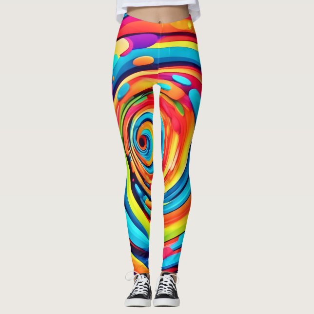 Legging Cores giratórias no túnel psicodélico (Frente)