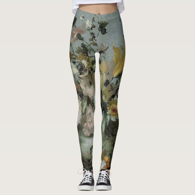 Legging cores macias do design floral bonito (Frente)