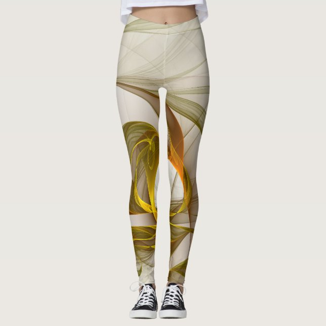 Legging Cores Metálicas Preciosas Abstratas Modernas Fract (Frente)