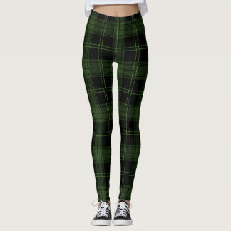 Legging Cores Negras Verdes, Maçã Verde Twill Tartan