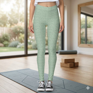Legging Cores sutis de primavera em verde sage e branco co