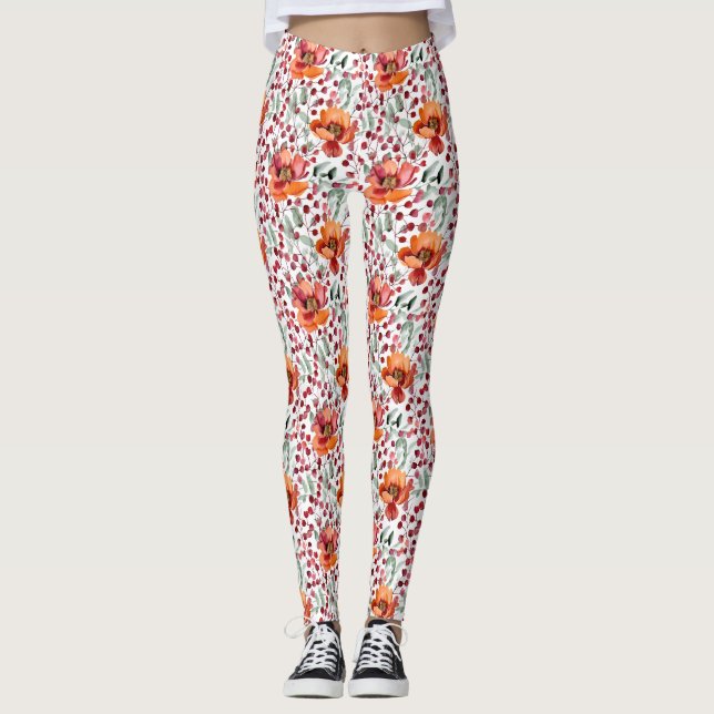 Legging Cores Terrosas, Flores de Outono (Frente)