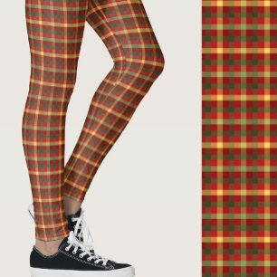 Legging Cores xadrez fofas de outono padrão sazonal