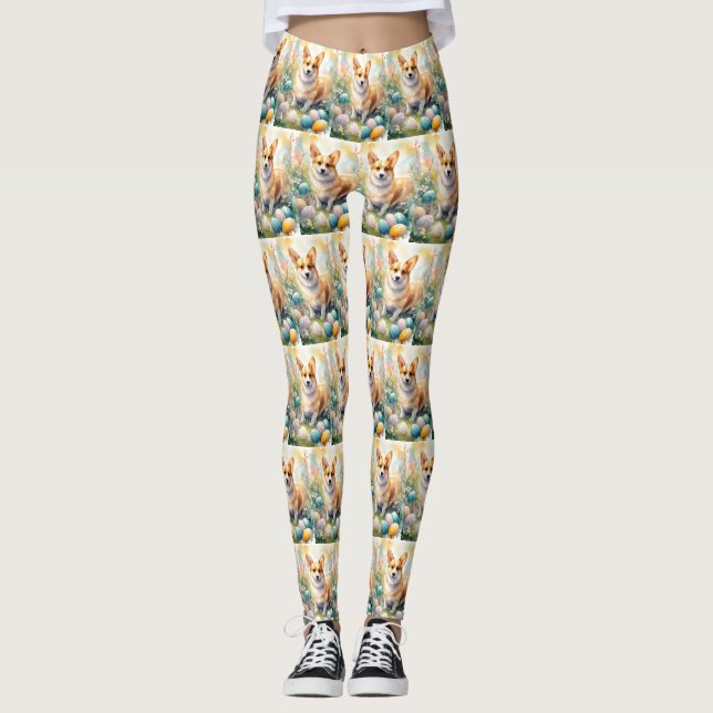 Legging Corgi com Ovos de Páscoa Feriado (Frente)