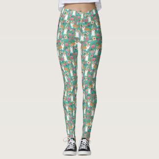 Legging Corgi floral - as caneleiras florais do corgi do