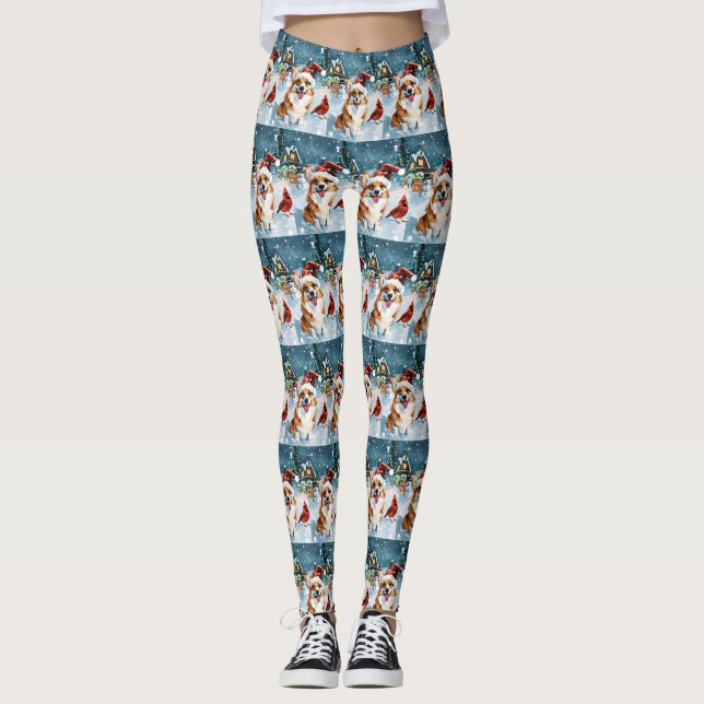 Legging Corgi Terra de Maravilhas de Natal Alegria de Nata (Frente)